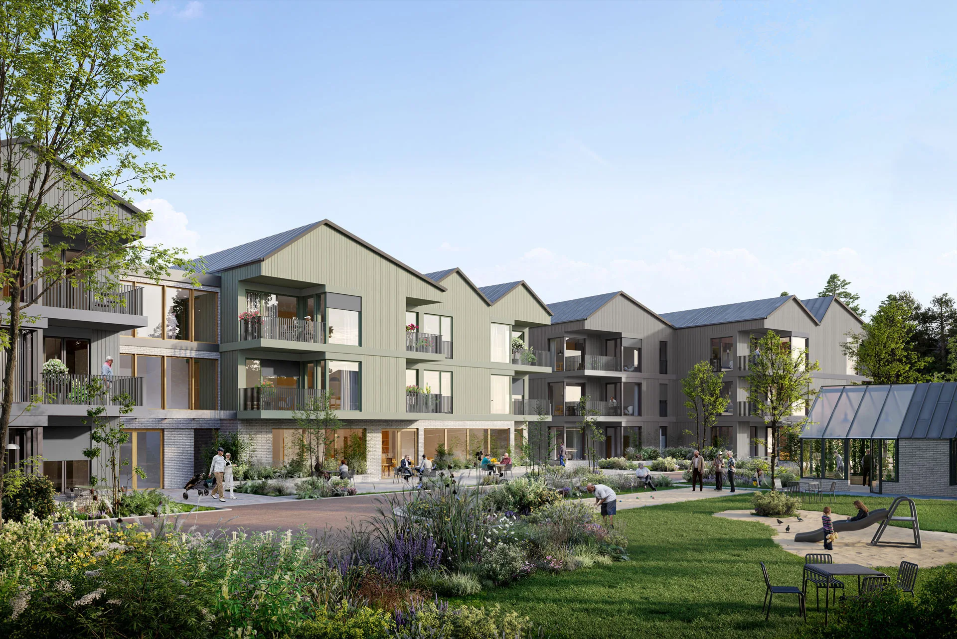 Illustrasjon av Prestegardstunet.